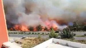 حريق ضخم في ولاية مرسين الساحلية وحالة من الذعر في المكان