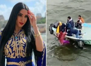 شاهد .. لحظة إنقاذ الفنانة المصرية “روجينا” من الغرق في النيل